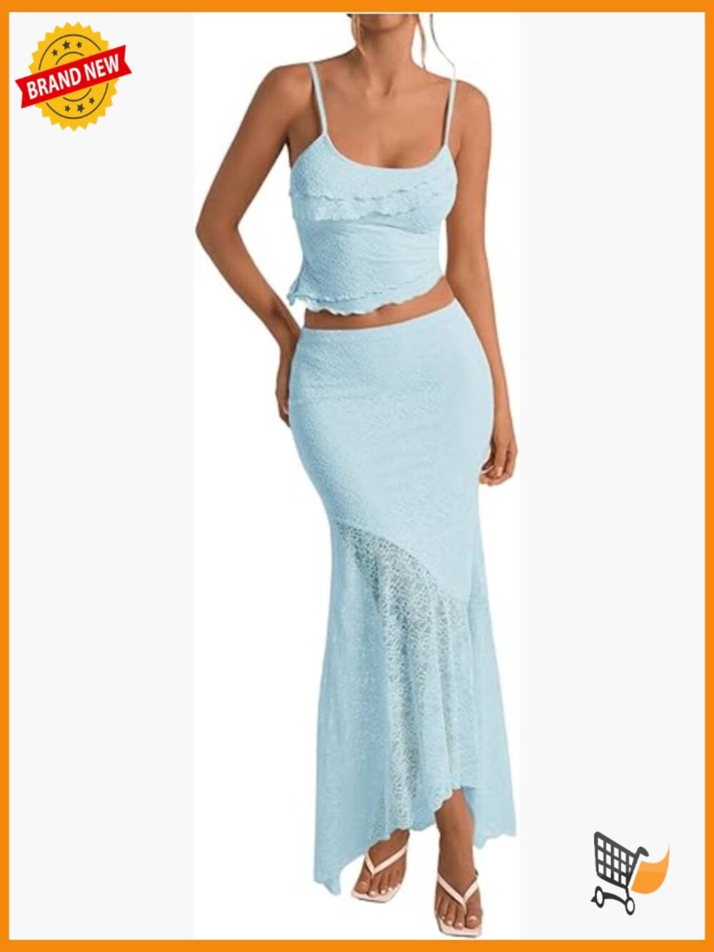 Ruffled Cami Crop Top & Flowy Maxi Skirt 2-Piece Set Boho Chic